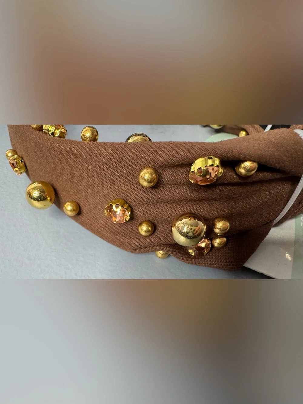 Brown Beaded Knot Headband classy chic fall